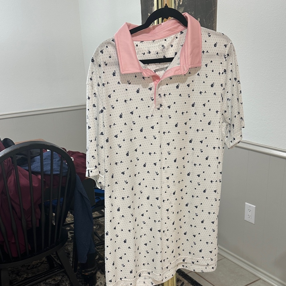 Pink Collar Patterned Polo Shirt